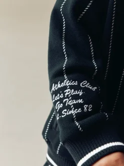 Bleu marine rayé - Ensemble veste et short Letterman en jersey 100% coton (3mois -7ans)