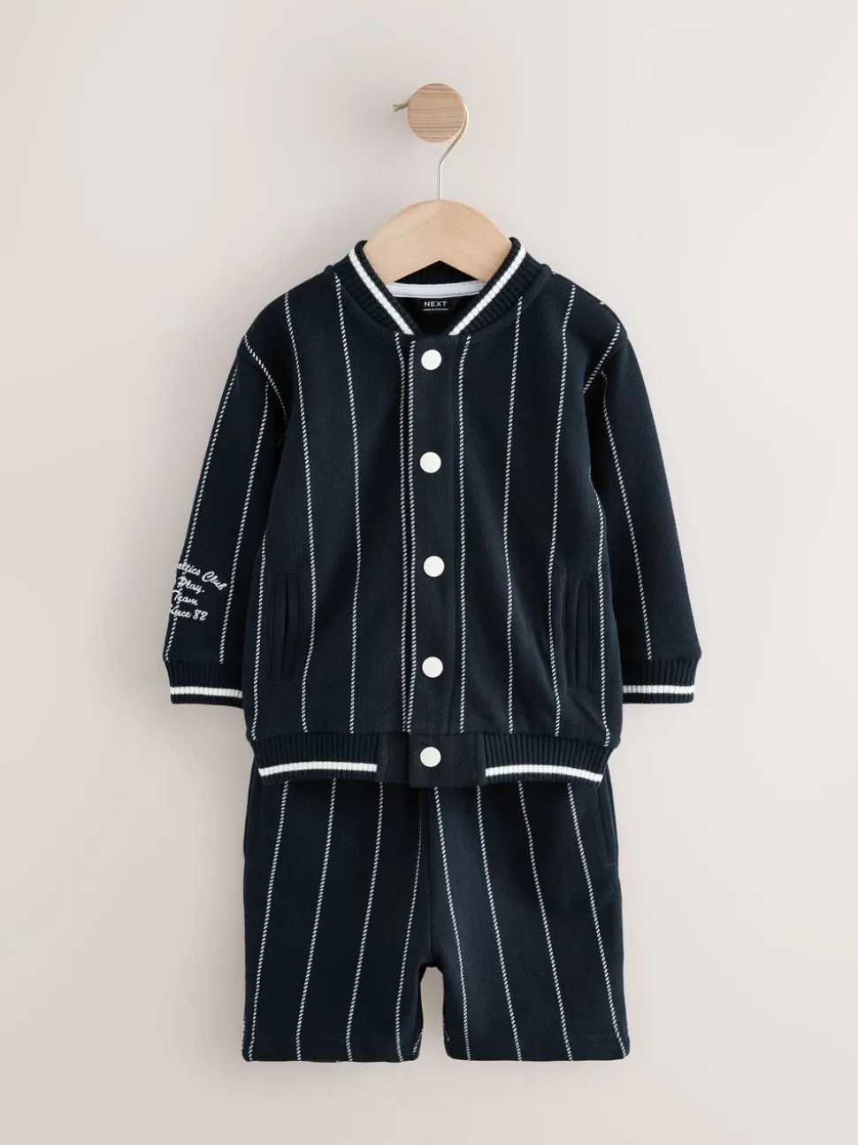 Bleu marine rayé - Ensemble veste et short Letterman en jersey 100% coton (3mois -7ans)