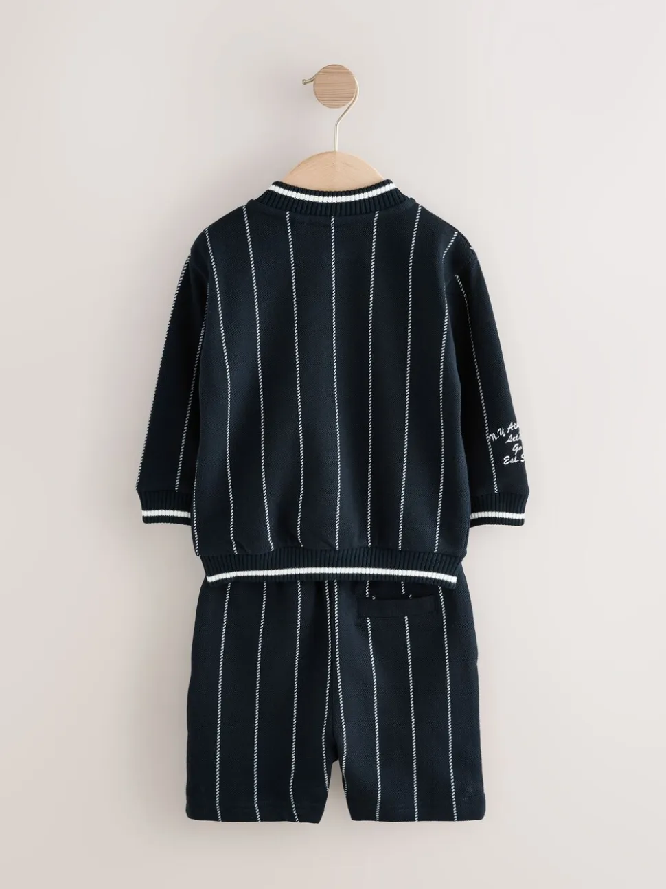Bleu marine rayé - Ensemble veste et short Letterman en jersey 100% coton (3mois -7ans)