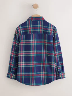 Bleu marine rouge - Chemise à carreaux de Noël à manches longues (3mois-10ans)