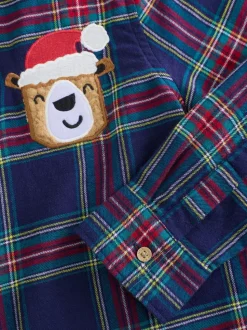 Bleu marine rouge - Chemise à carreaux de Noël à manches longues (3mois-10ans)