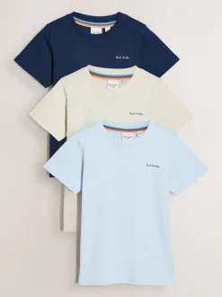 Bleu marine/Beige Sable/Bleu - Lot 3 t-shirts Paul Smith Junior Signature