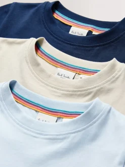 Bleu marine/Beige Sable/Bleu - Lot 3 t-shirts Paul Smith Junior Signature