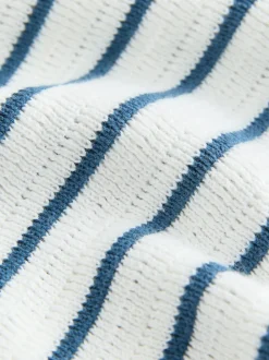Bleu marine/blanc - Polos Col boutonné en maille 100% coton (3mois-7ans)