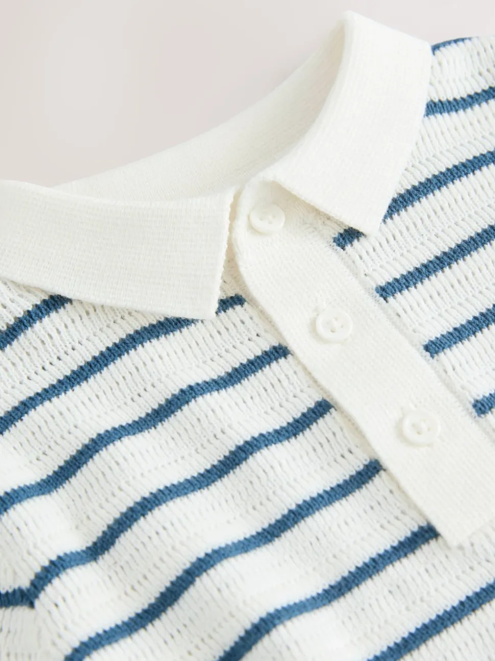 Bleu marine/blanc - Polos Col boutonné en maille 100% coton (3mois-7ans)