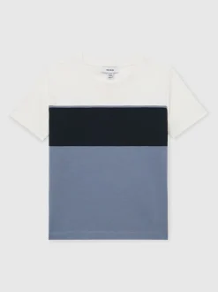Bleu marine/bleu aviateur/Off White - T-shirt Reiss Cole en coton color block
