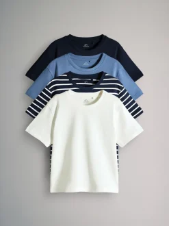 Bleu marine/Bleu/Blanc/Rayure - The Set lot de 4 t-shirts oversize en coton épais à manches courtes