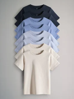 Bleu marine/Bleu/Crème - The Set lot de 8 t-shirts en coton à manches courtes