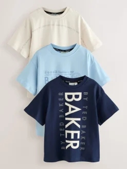 Bleu marine/bleu/pierre - Lot de t-shirts Baker by Ted Baker Graphic Imprimé 3 Lot