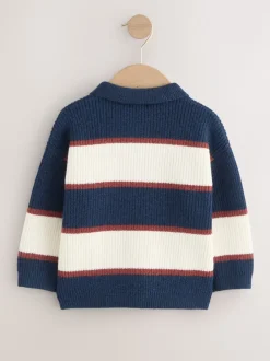 Bleu marine/bordeaux - Polo de rugby à rayures en maille (3mois7ans)