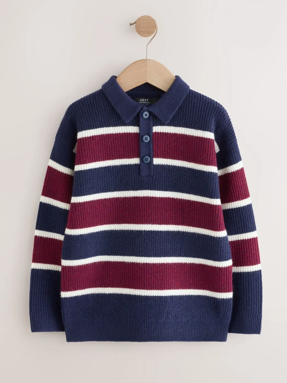 Bleu marine/Bordeaux Rayure - Chemises de rugby en maille (3-16ans)