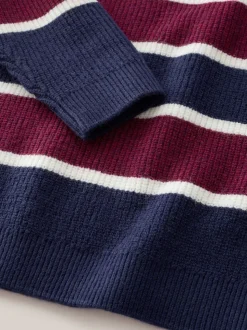 Bleu marine/Bordeaux Rayure - Chemises de rugby en maille (3-16ans)