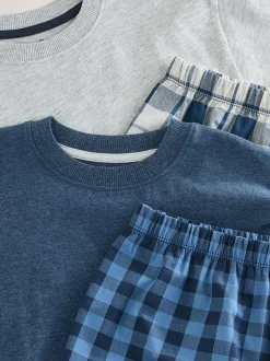 Bleu marine/gris - Lot de 2 pyjamas oversize tissés à carreaux (3-16ans)