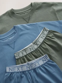 Bleu marine/gris uni - 100Pyjama court en coton % 2 Lot (3-16ans)