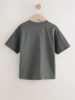 Bleu marine/gris/baie - Lot de 4 T-shirts à Manches courtes avec Logo Graphique sur la Poitrine (3-16ans)