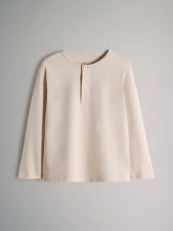 Bleu marine/Marron/Bleu/Crème - The Set lot de 4 t-shirts Henley en coton à manches longues