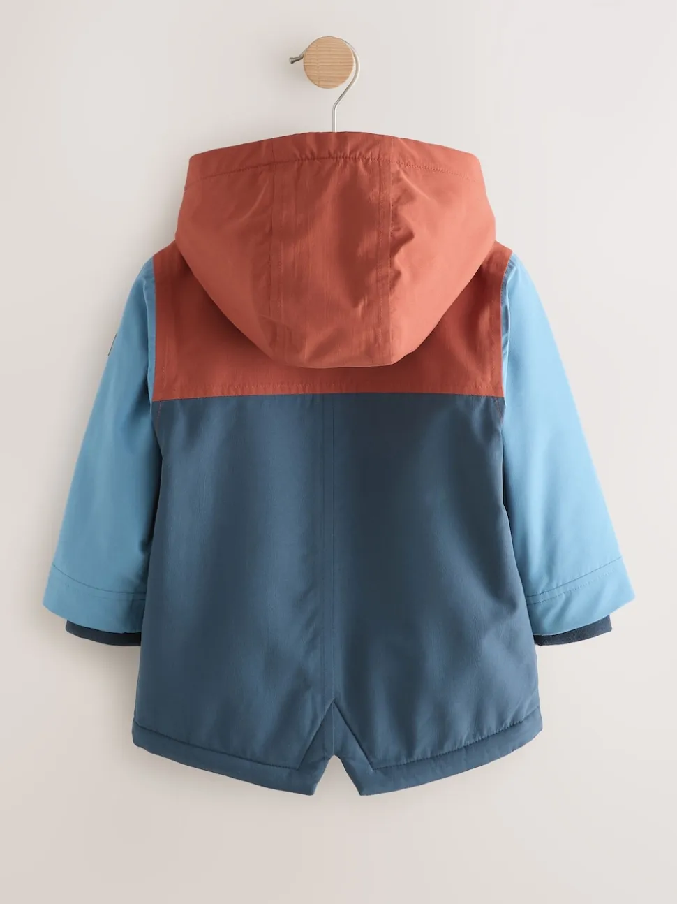 Bleu marine/Rouge color block - Parka imperméable doublée de borg (3mois-7ans)