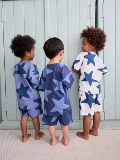Bleu marine/étoiles blanches - Pyjama court 3 Pack (9mois-12ans)