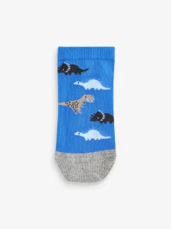 Bleu motif dinosaure - Paquet de chaussettes de sport en coton riche 7