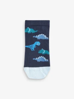 Bleu motif dinosaure - Paquet de chaussettes de sport en coton riche 7
