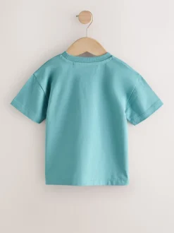 Bleu motif fusée - T-shirt interactif à manches courtes (3 mois à 7 ans)