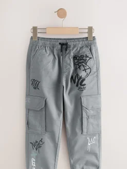 Bleu motif graffiti - Pantalon cargo (3-16ans)