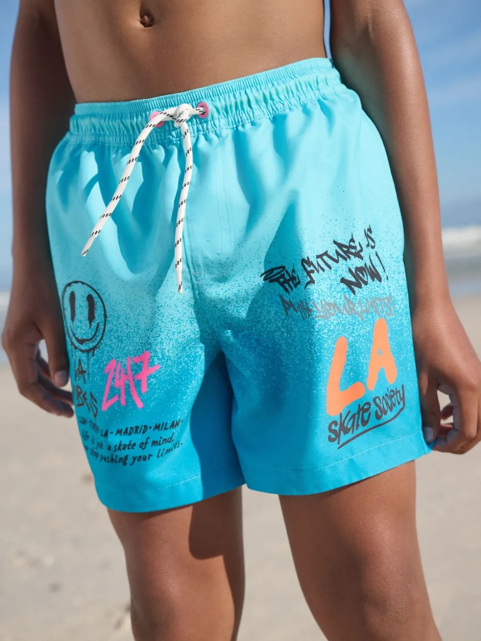 Bleu motif graffiti - Shorts de bain imprimés (3-16yrs)