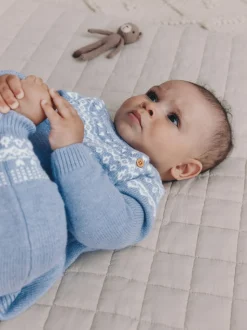 Bleu motif jacquard - Ensemble haut et legging en maille (0mois-2ans)