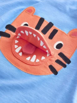 Bleu motif tigres - T-shirt interactif à manches courtes (3 mois à 7 ans)
