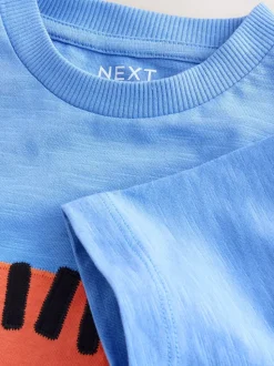 Bleu motif tigres - T-shirt interactif à manches courtes (3 mois à 7 ans)