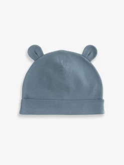 Bleu moyen - Bébé 100% Coton Bonnet 3 Lot (0-18mths)