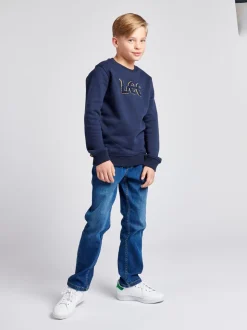 Bleu moyen - Lee Garçons Jean Daren coupe droite