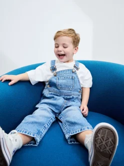 Bleu moyen - Salopette en denim (3mths-7yrs)