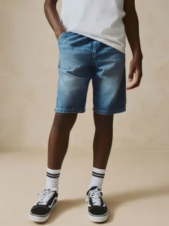 Bleu moyen - Short Bermuda Pull On en jean (3-16ans)