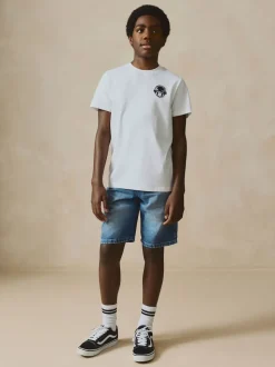 Bleu moyen - Short Bermuda Pull On en jean (3-16ans)
