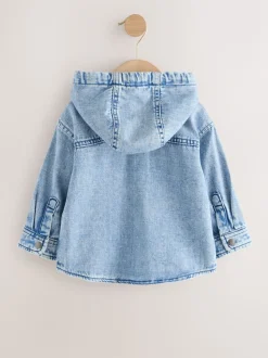Bleu moyen - Surchemise à capuche en jean (3mois7ans)