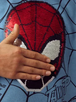 Bleu moyen - Sweat à capuche Spiderman à sequins Flip (3-16ans)