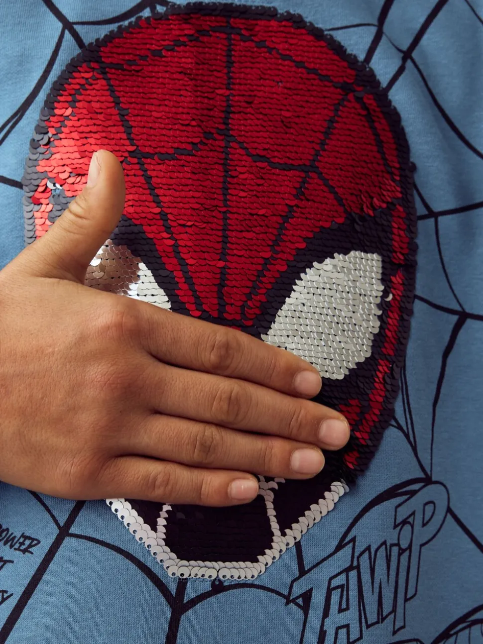 Bleu moyen - Sweat à capuche Spiderman à sequins Flip (3-16ans)