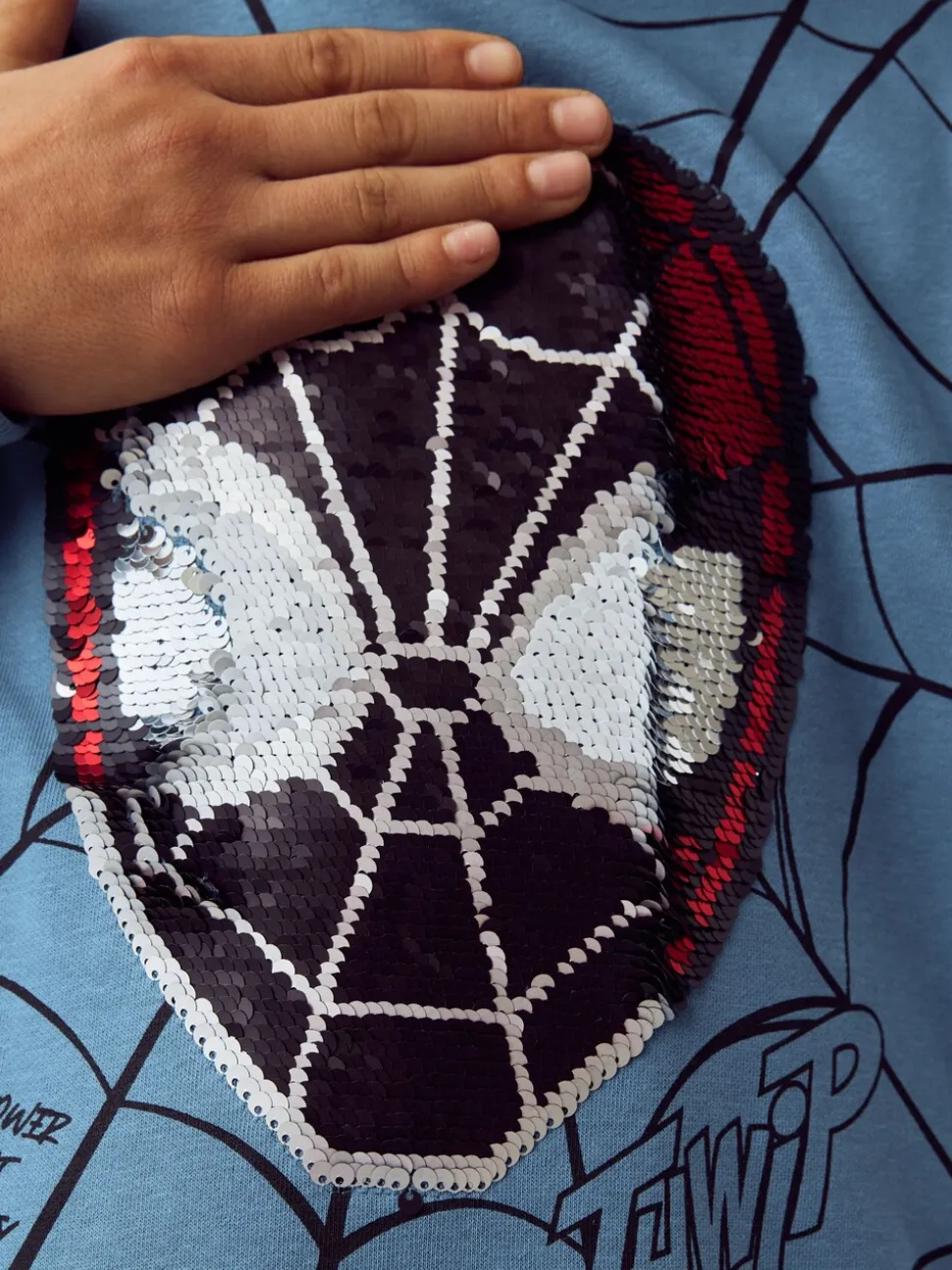 Bleu moyen - Sweat à capuche Spiderman à sequins Flip (3-16ans)