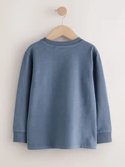 Bleu moyen - T-shirt confortable à manches longues (3-16 ans)