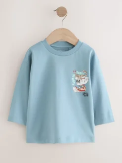 Bleu Noodle Up - T-shirt imprimé dos à manches longues (3mois-8ans)