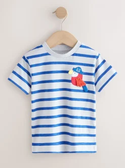 Bleu Pirates - Lot de 3 t-shirts appliqués à manches courtes (3mois7ans)