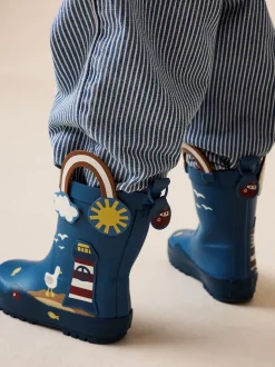 Bleu plage - Bottes de pluie à poignée