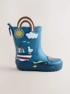 Bleu plage - Bottes de pluie à poignée