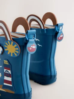 Bleu plage - Bottes de pluie à poignée