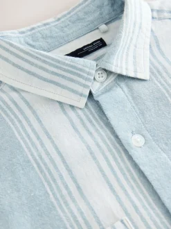 bleu pâle - Chemise à manches courtes en lin Blend rayée (3-16ans)