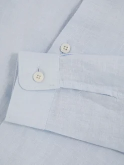 bleu pâle - Chemise Reiss Ruban en lin à col coupé