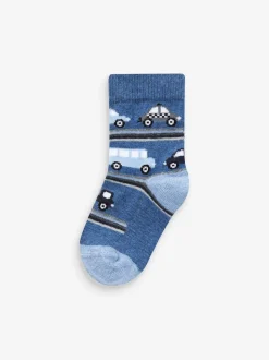 Bleu rayures/transport - Paquet de chaussettes en coton riche 7