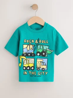 Bleu sarcelle Bleu pelleteuse - Lot de 3 t-shirts graphiques à manches courtes (3mois7ans)