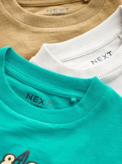 Bleu sarcelle Bleu pelleteuse - Lot de 3 t-shirts graphiques à manches courtes (3mois7ans)